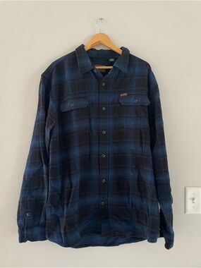 Mens Orvis Dark Blue Plaid Button-Up Shacket